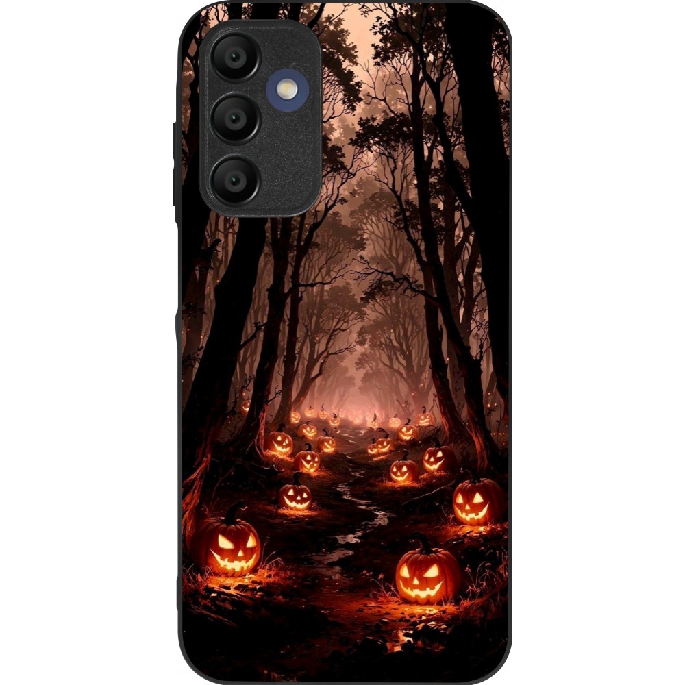 Samsung Galaxy A16 Case Hülle - Silikon schwarz Halloween 2025 Road of Terrifying Pumpkins