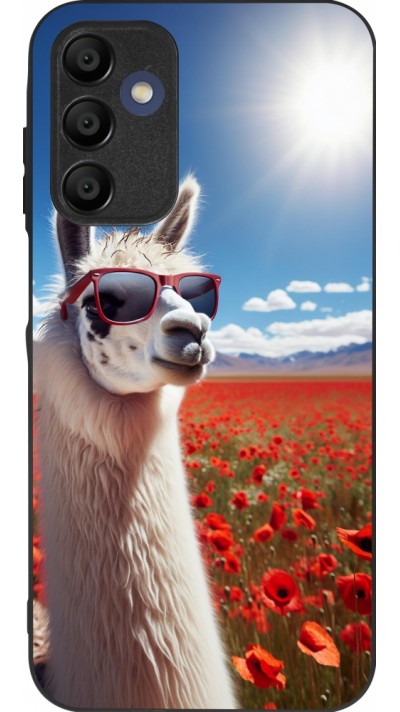 Coque Samsung Galaxy A16 - Silicone rigide noir Lama Chic en Coquelicot