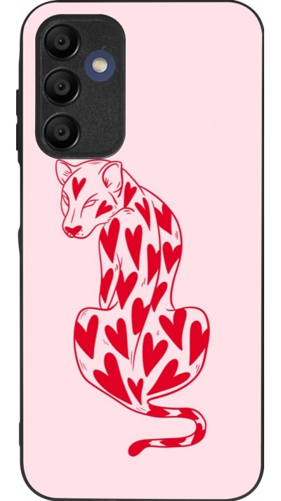 Samsung Galaxy A16 Case Hülle - Silikon schwarz Leopard with hearts 2026