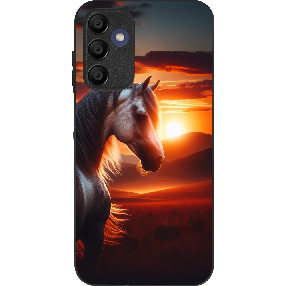 Samsung Galaxy A16 Case Hülle - Silikon schwarz Majestätischer Sonnenuntergang Pferd