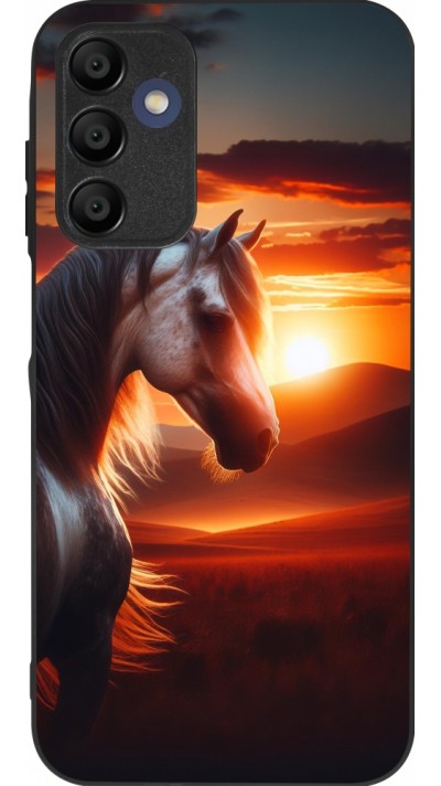 Samsung Galaxy A16 Case Hülle - Silikon schwarz Majestätischer Sonnenuntergang Pferd