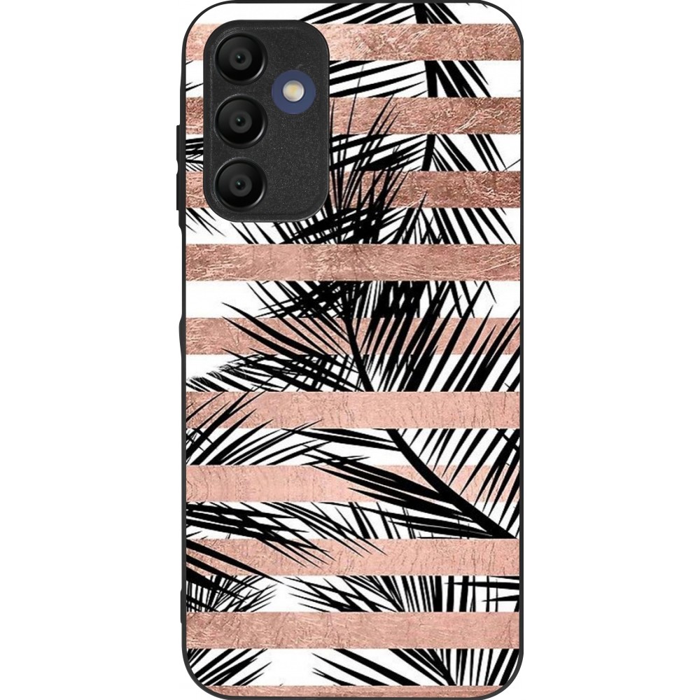Samsung Galaxy A16 Case Hülle - Silikon schwarz Palm trees gold stripes