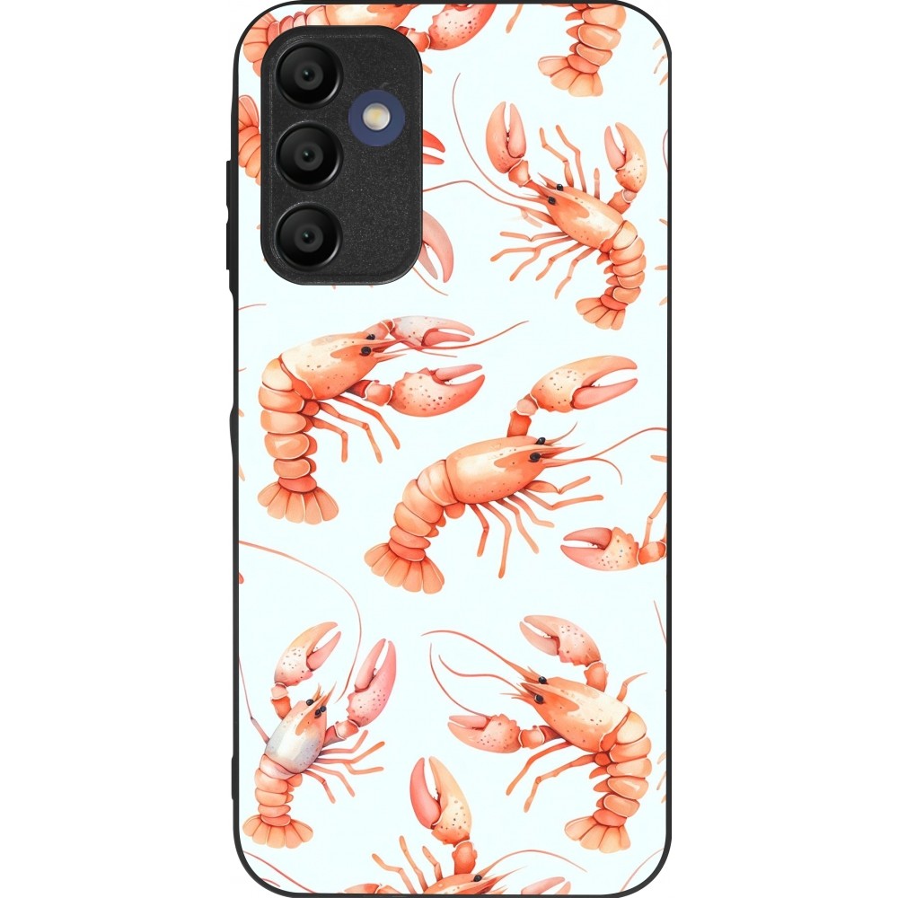 Samsung Galaxy A16 Case Hülle - Silikon schwarz Muster von pastellfarbenen Hummern