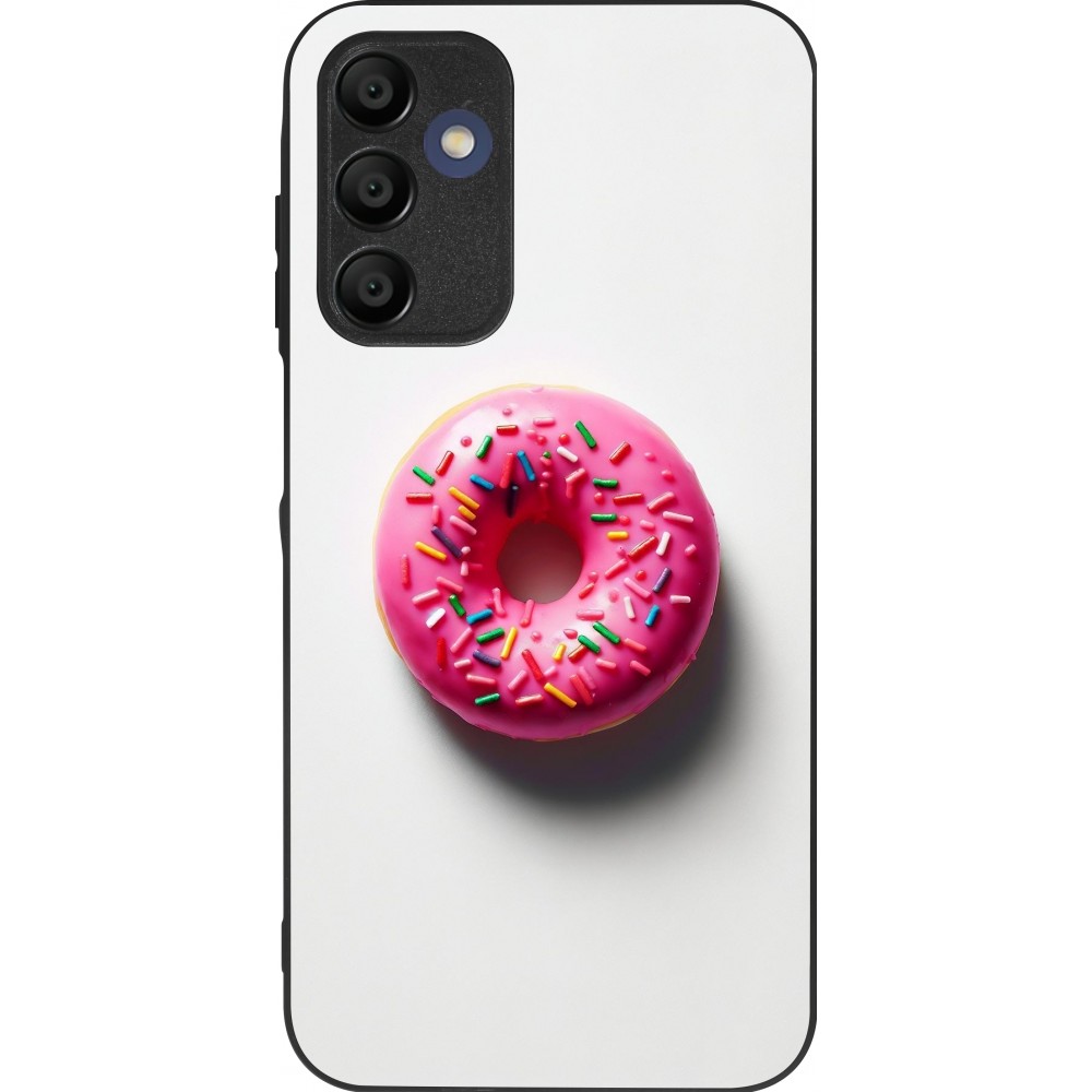 Coque Samsung Galaxy A16 - Silicone rigide noir Weißer Hintergrund, pinker Donut