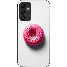 Coque Samsung Galaxy A16 - Silicone rigide noir Weißer Hintergrund, pinker Donut