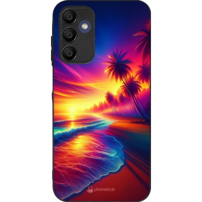 Coque Samsung Galaxy A16 - Silicone rigide noir Plage coucher soleil flashy