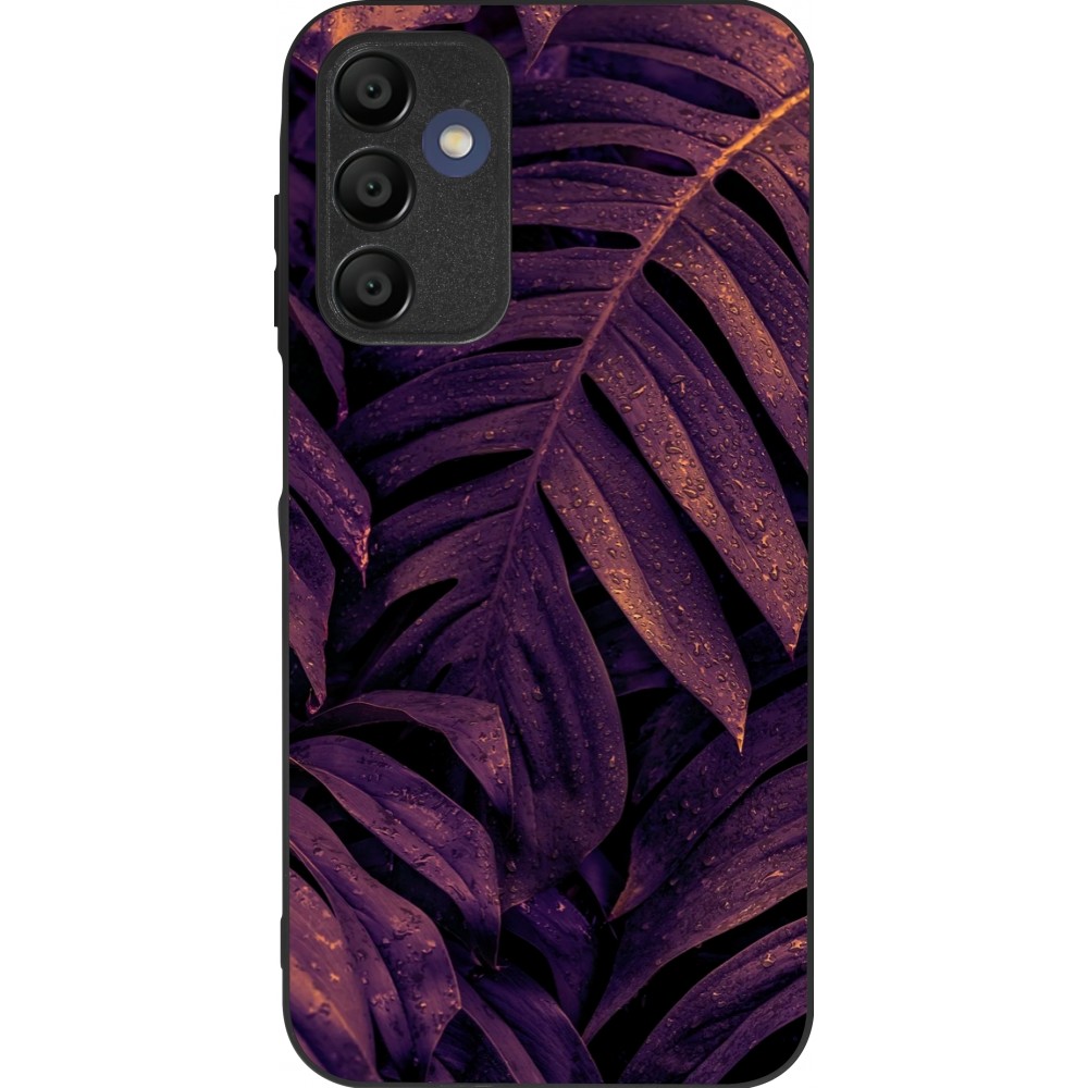 Samsung Galaxy A16 Case Hülle - Silikon schwarz Purple Light Leaves