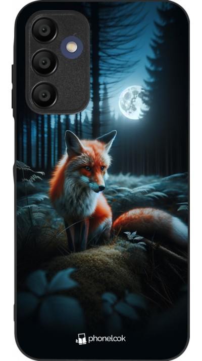 Coque Samsung Galaxy A16 - Silicone rigide noir Renard lune forêt