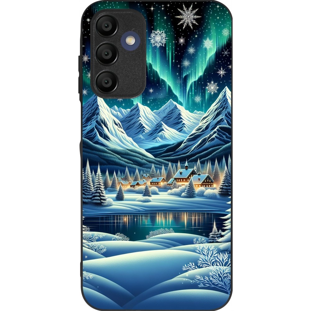 Coque Samsung Galaxy A16 - Silicone rigide noir Snowy Mountain Village Lake night