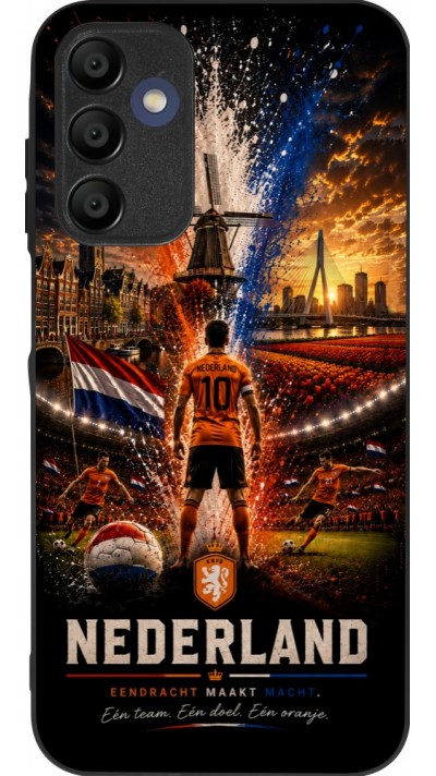 Coque Samsung Galaxy A16 - Silicone rigide noir Football Pays-Bas splash 2026