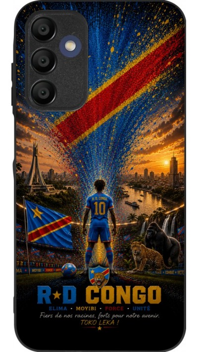 Coque Samsung Galaxy A16 - Silicone rigide noir Football République démocratique du Congo splash 2026