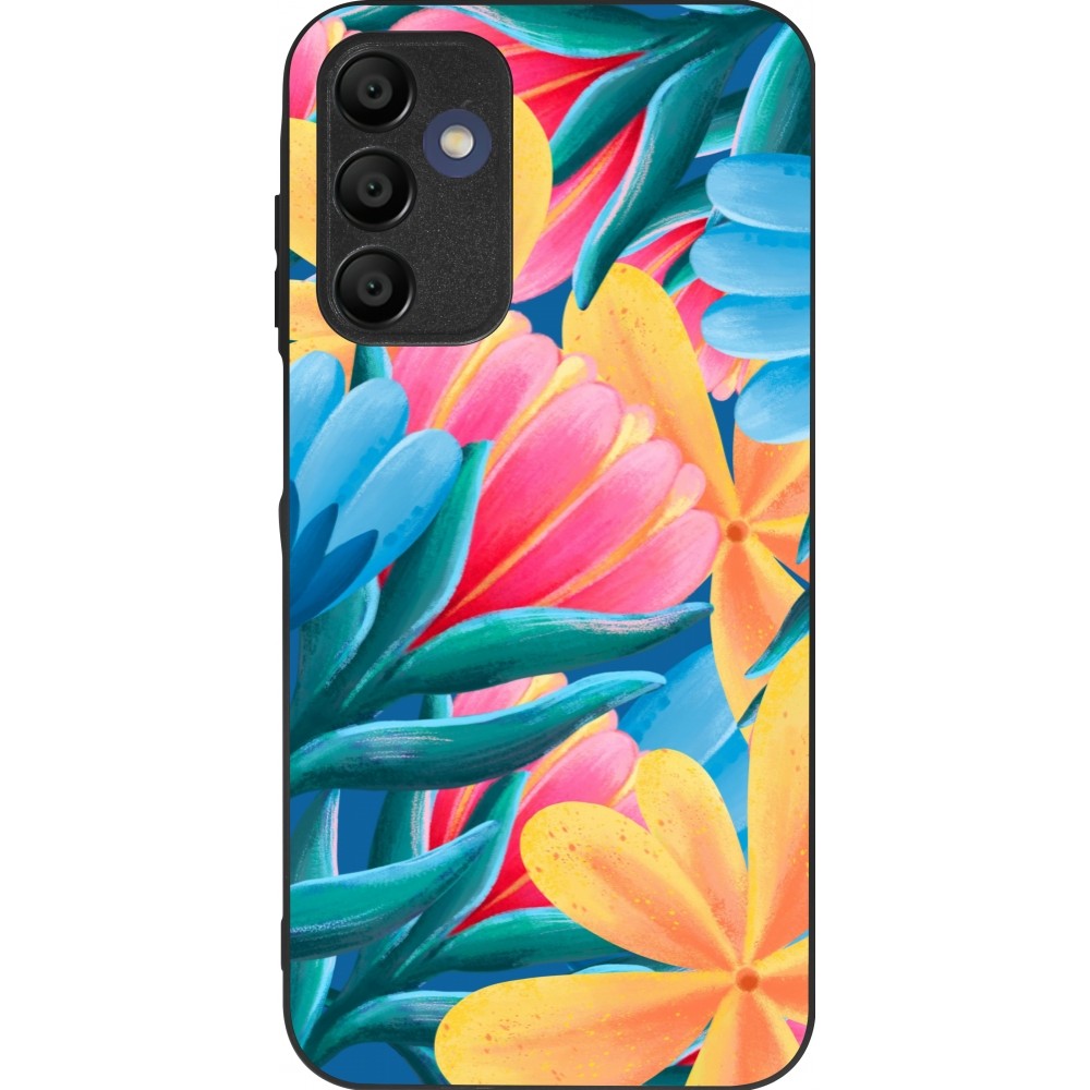 Samsung Galaxy A16 Case Hülle - Silikon schwarz Spring 23 colorful flowers