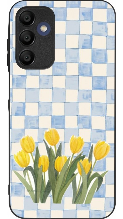 Coque Samsung Galaxy A16 - Silicone rigide noir Blue vichy tulips 2026