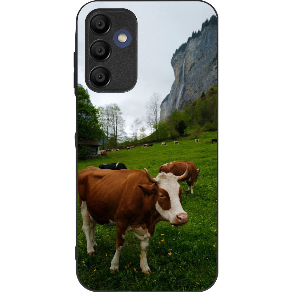 Coque Samsung Galaxy A16 - Silicone rigide noir Fête Nationale Suisse Vaches