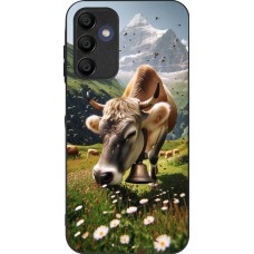 Coque Samsung Galaxy A16 - Silicone rigide noir Vache montagne Valais