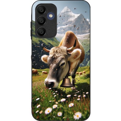 Coque Samsung Galaxy A16 - Silicone rigide noir Vache montagne Valais