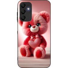 Coque Samsung Galaxy A16 - Silicone rigide noir Valentine 2024 Ourson rose