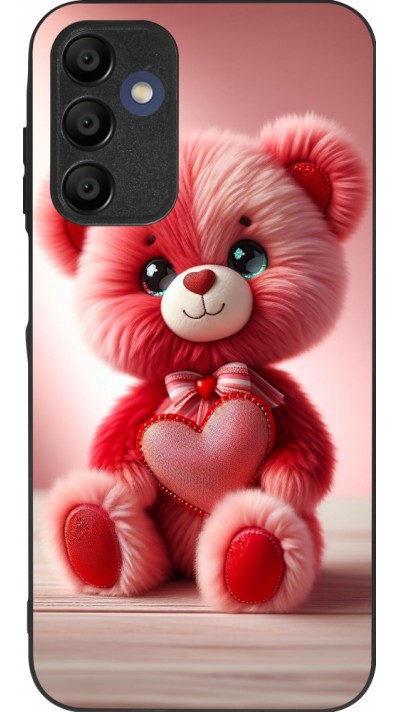 Coque Samsung Galaxy A16 - Silicone rigide noir Valentine 2024 Ourson rose