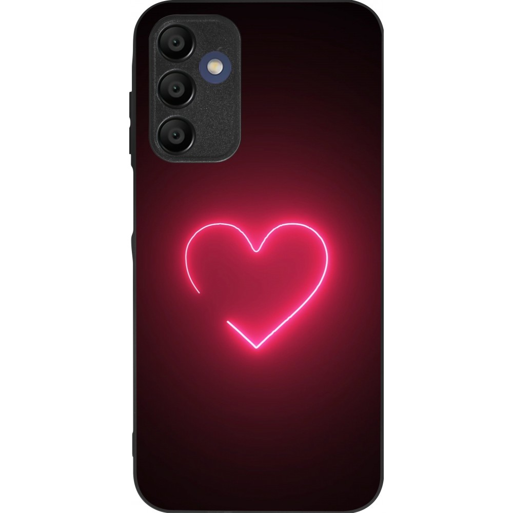 Coque Samsung Galaxy A16 - Silicone rigide noir Valentine 2023 single neon heart