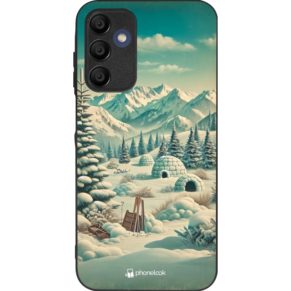 Coque Samsung Galaxy A16 - Silicone rigide noir Vintage Snowy Mountain Igloo