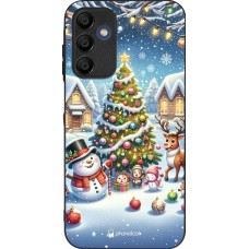 Coque Samsung Galaxy A16 - Silicone rigide noir Noël 2023 bonhomme de neige et sapin