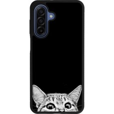 Coque Samsung Galaxy A17 - Silicone rigide noir Cat Looking Up Black