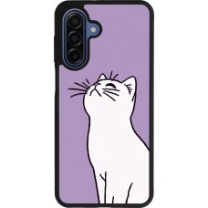 Samsung Galaxy A17 Case Hülle - Silikon schwarz Chat auf lila Hintergrund