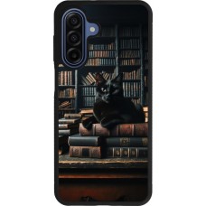 Coque Samsung Galaxy A17 - Silicone rigide noir Chat livres sombres