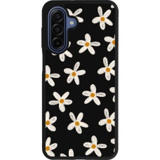 Coque Samsung Galaxy A17 - Silicone rigide noir Easter 2024 white on black flower