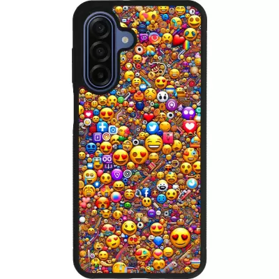 Samsung Galaxy A17 Case Hülle - Silikon schwarz Emoji gemischt