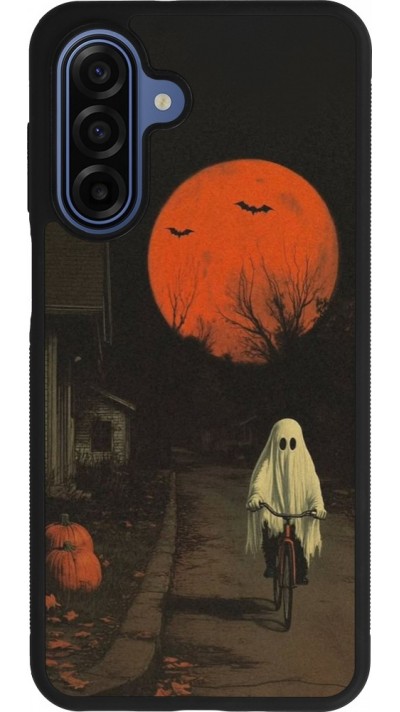 Samsung Galaxy A17 Case Hülle - Silikon schwarz Halloween 2025 Ghost on a bicycle