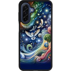 Samsung Galaxy A17 Case Hülle - Silikon schwarz Fliegender Blumen-Eule