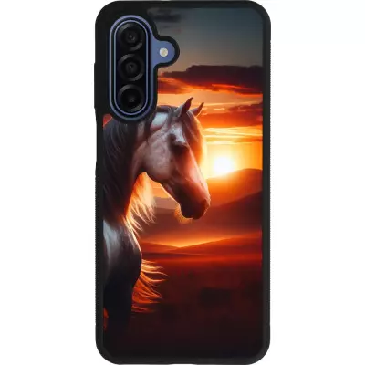 Samsung Galaxy A17 Case Hülle - Silikon schwarz Majestätischer Sonnenuntergang Pferd