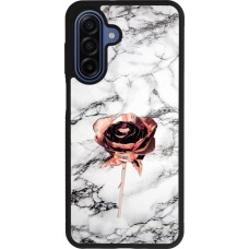 Coque Samsung Galaxy A17 - Silicone rigide noir Marble Rose Gold