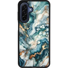 Coque Samsung Galaxy A17 - Silicone rigide noir Marbre Vert Bleu Doré