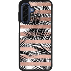 Coque Samsung Galaxy A17 - Silicone rigide noir Palm trees gold stripes