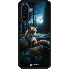 Coque Samsung Galaxy A17 - Silicone rigide noir Renard lune forêt