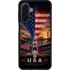 Coque Samsung Galaxy A17 - Silicone rigide noir Football États-Unis splash 2026