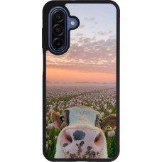 Coque Samsung Galaxy A17 - Silicone rigide noir Cow with tulips Spring 2026