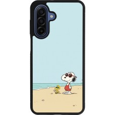 Coque Samsung Galaxy A17 - Silicone rigide noir Snoopy on the beach Summer 2026