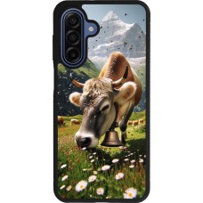Coque Samsung Galaxy A17 - Silicone rigide noir Vache montagne Valais