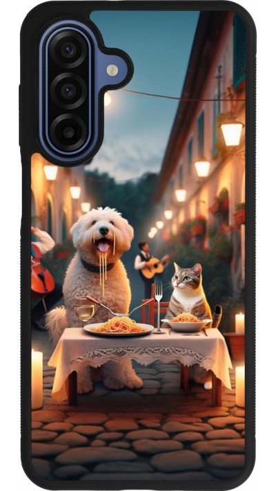 Coque Samsung Galaxy A17 - Silicone rigide noir Valentine 2024 Dog & Cat Candlelight