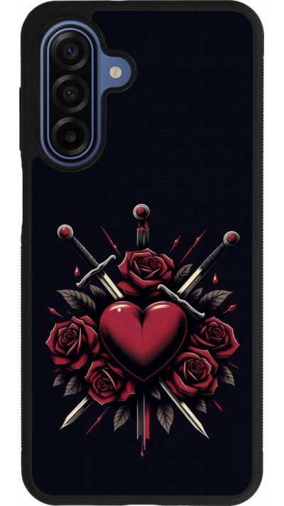 Coque Samsung Galaxy A17 - Silicone rigide noir Valentine 2024 gothic love