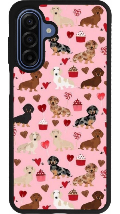 Coque Samsung Galaxy A17 - Silicone rigide noir Valentine 2024 puppy love