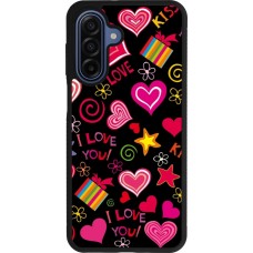 Coque Samsung Galaxy A17 - Silicone rigide noir Valentine 2023 love symbols