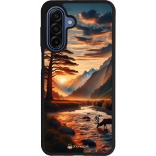 Coque Samsung Galaxy A17 - Silicone rigide noir Valley Sunset Deer Tree
