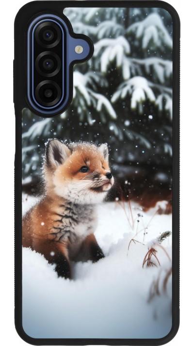 Coque Samsung Galaxy A17 - Silicone rigide noir Noël 2023 Renardeau sapin