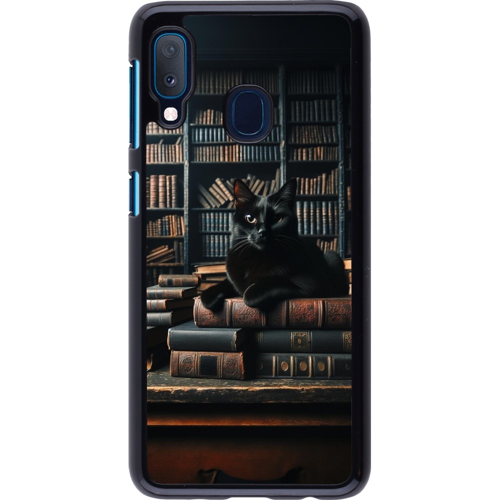 Samsung Galaxy A20e Case Hülle - Katze Bücher dunkel