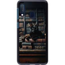 Samsung Galaxy A20e Case Hülle - Katze Bücher dunkel