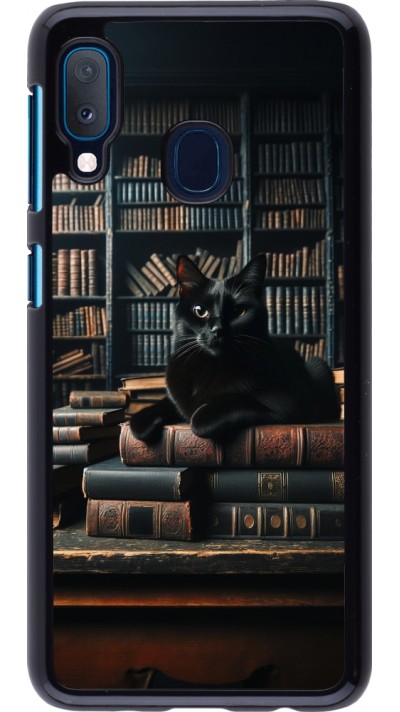 Samsung Galaxy A20e Case Hülle - Katze Bücher dunkel